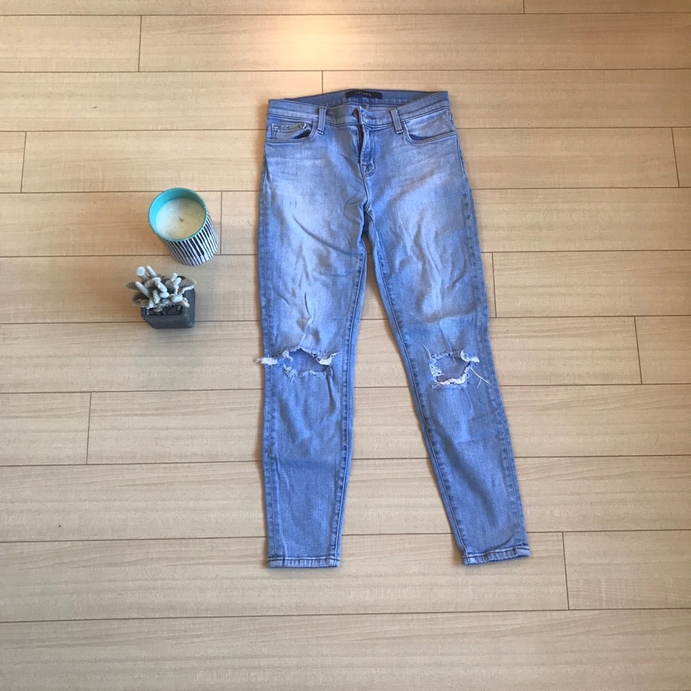 J brand light blue skinny jeans crop Capri dropout